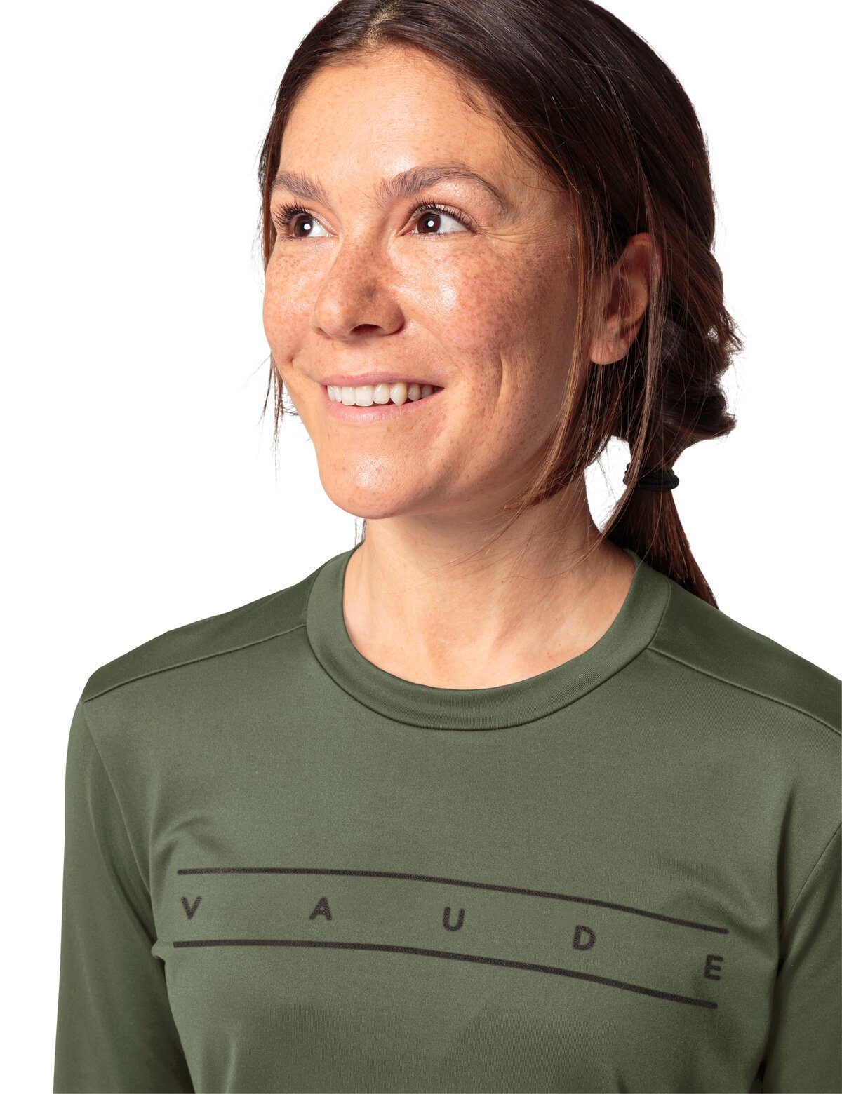 VAUDE Rundhalspullover Women's Qimsa LS Logo Shirt (1-tlg) Green Shape