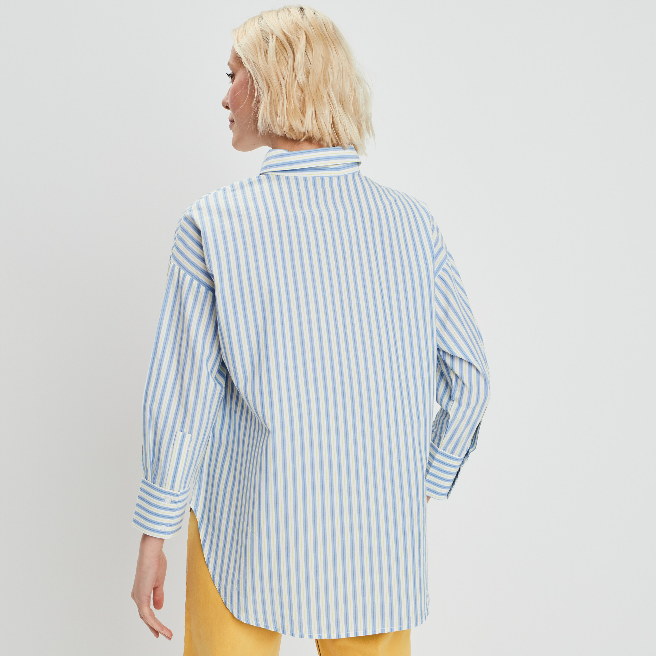 Chemise oversize manches longues bleu femme | La Halle