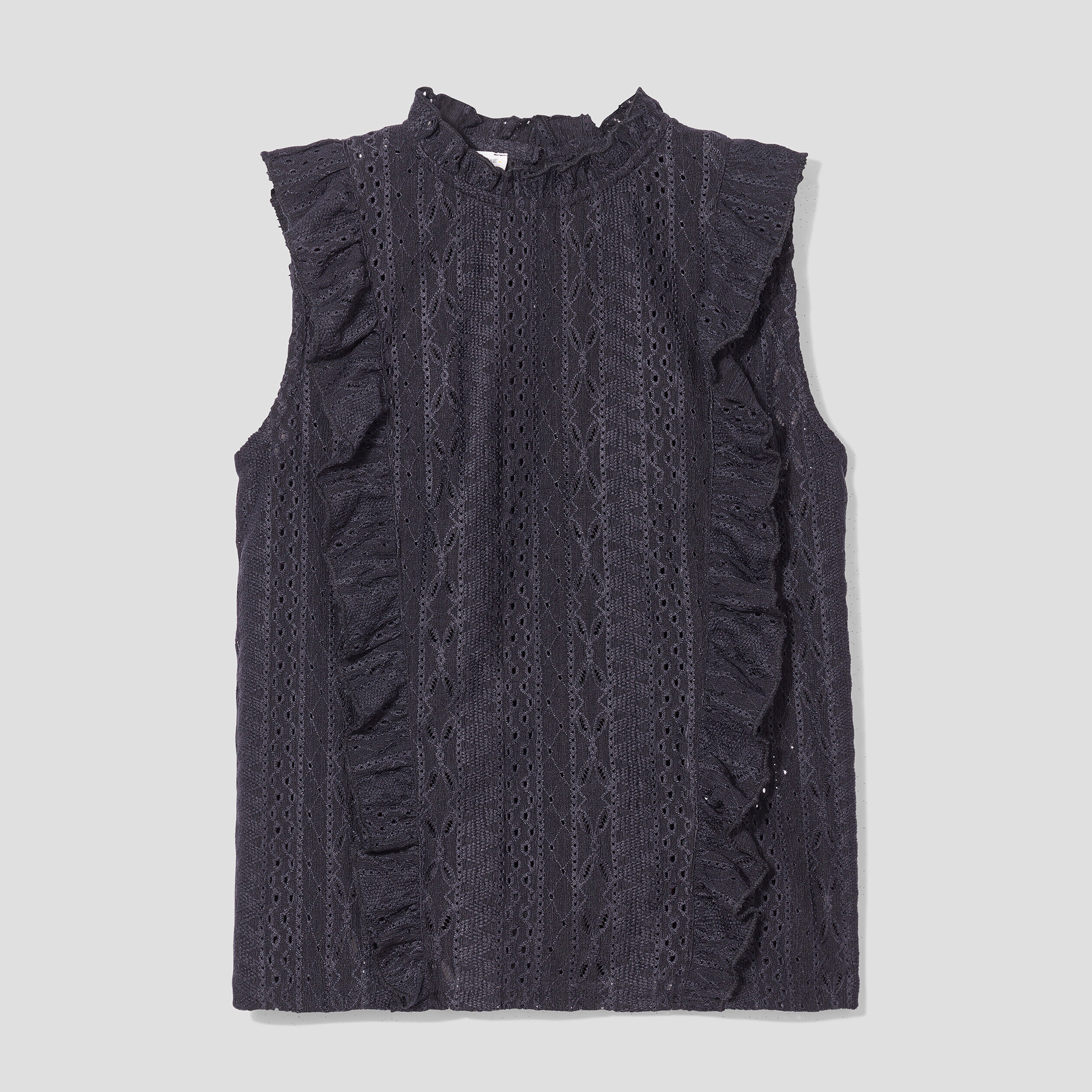 Blouse brodée avec volants noir femme | Cache Cache