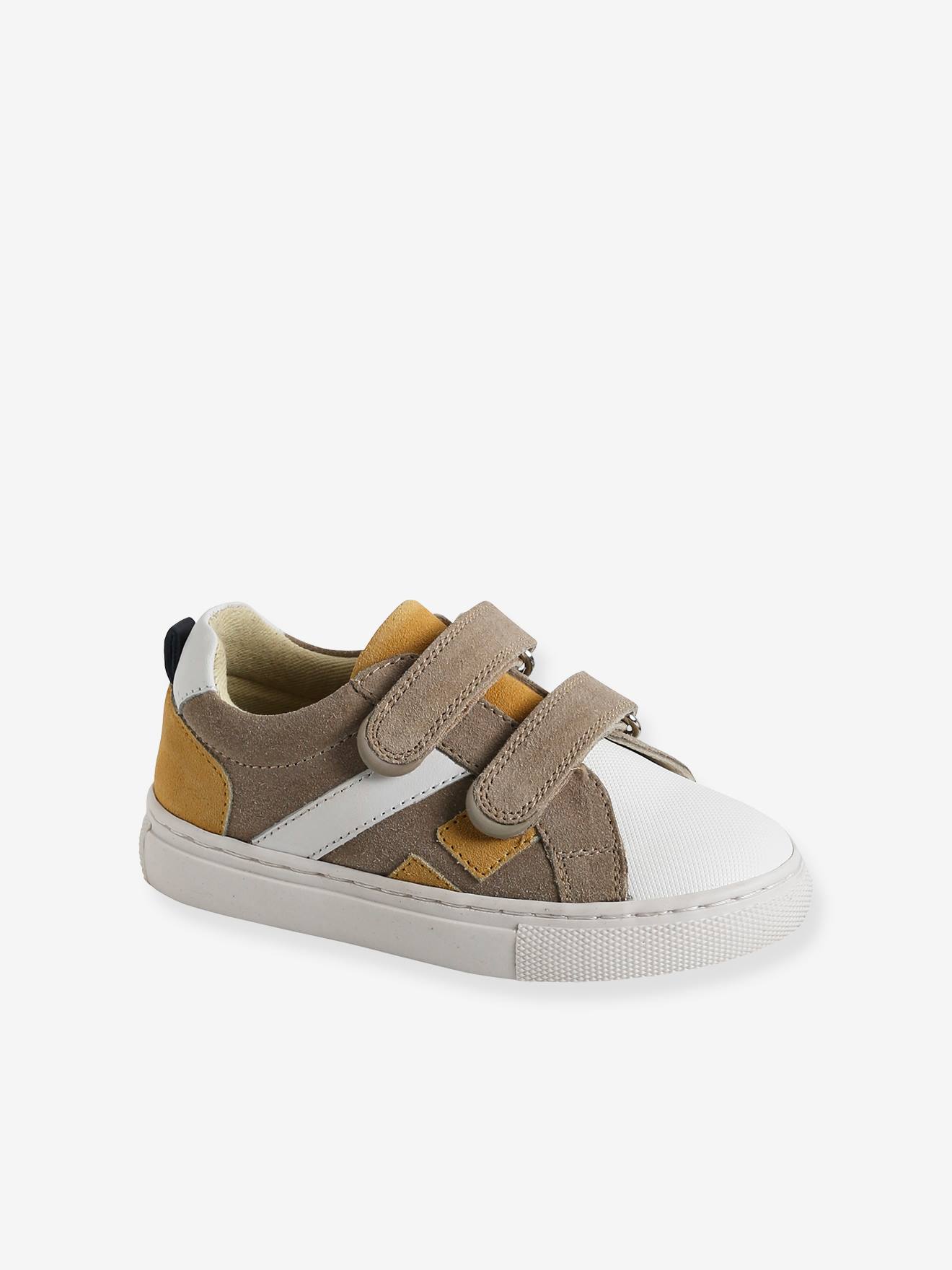 Baskets scratchées cuir garçon collection maternelle marine