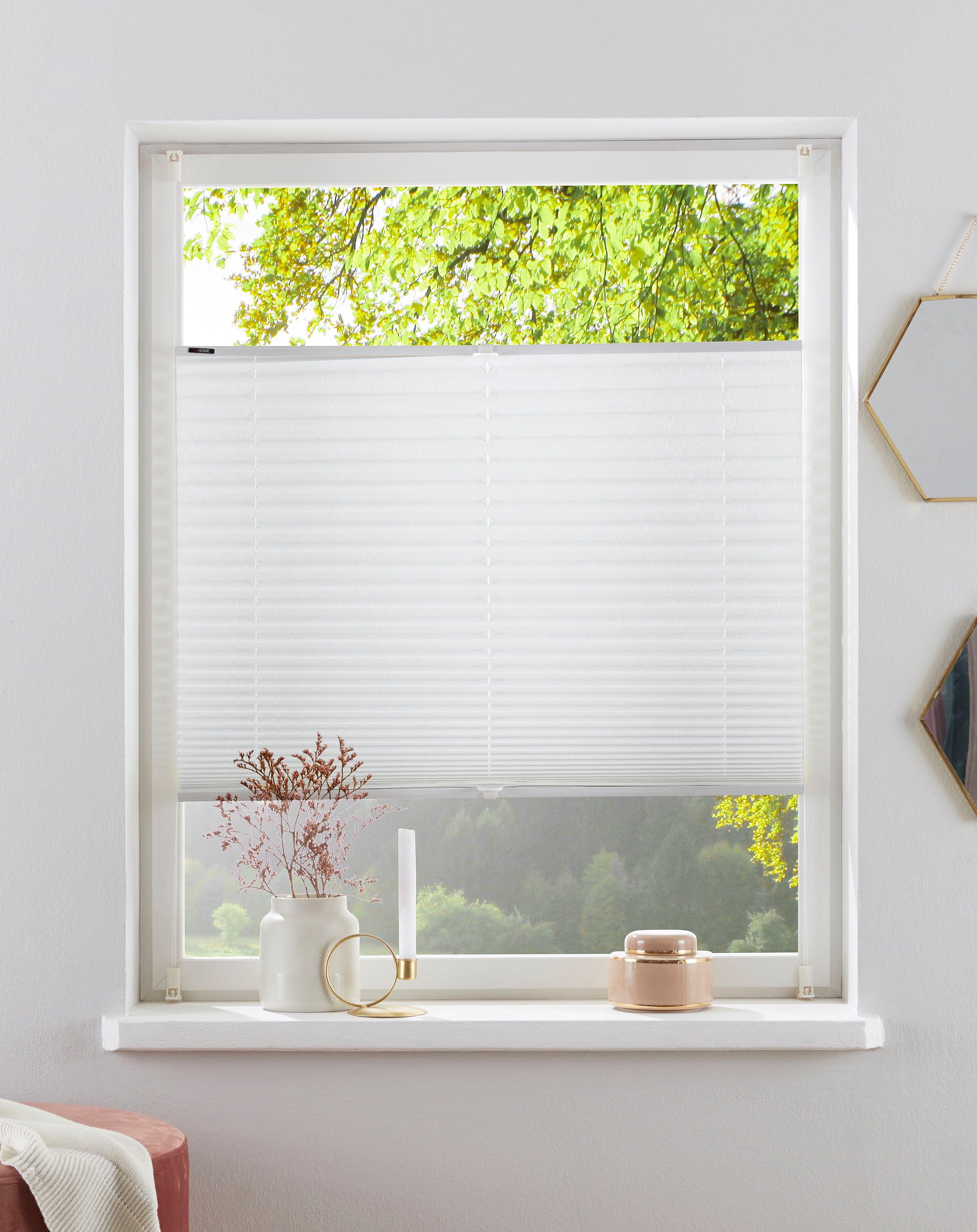 Plissee DAHRA, my home, Lichtschutz, ohne Bohren, verspannt, Klemmfix, Fixmaß, Crushed-Optik, Klemmfix, Klemmträger, Bestseller, Klemmträger