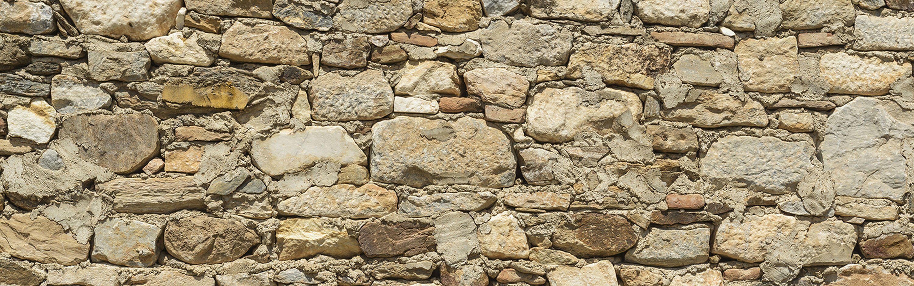 wandmotiv24 Küchenrückwand Alte Steinmauer, (1-tlg), Premium Hartschaum Nischenrückwand in versch. Größen