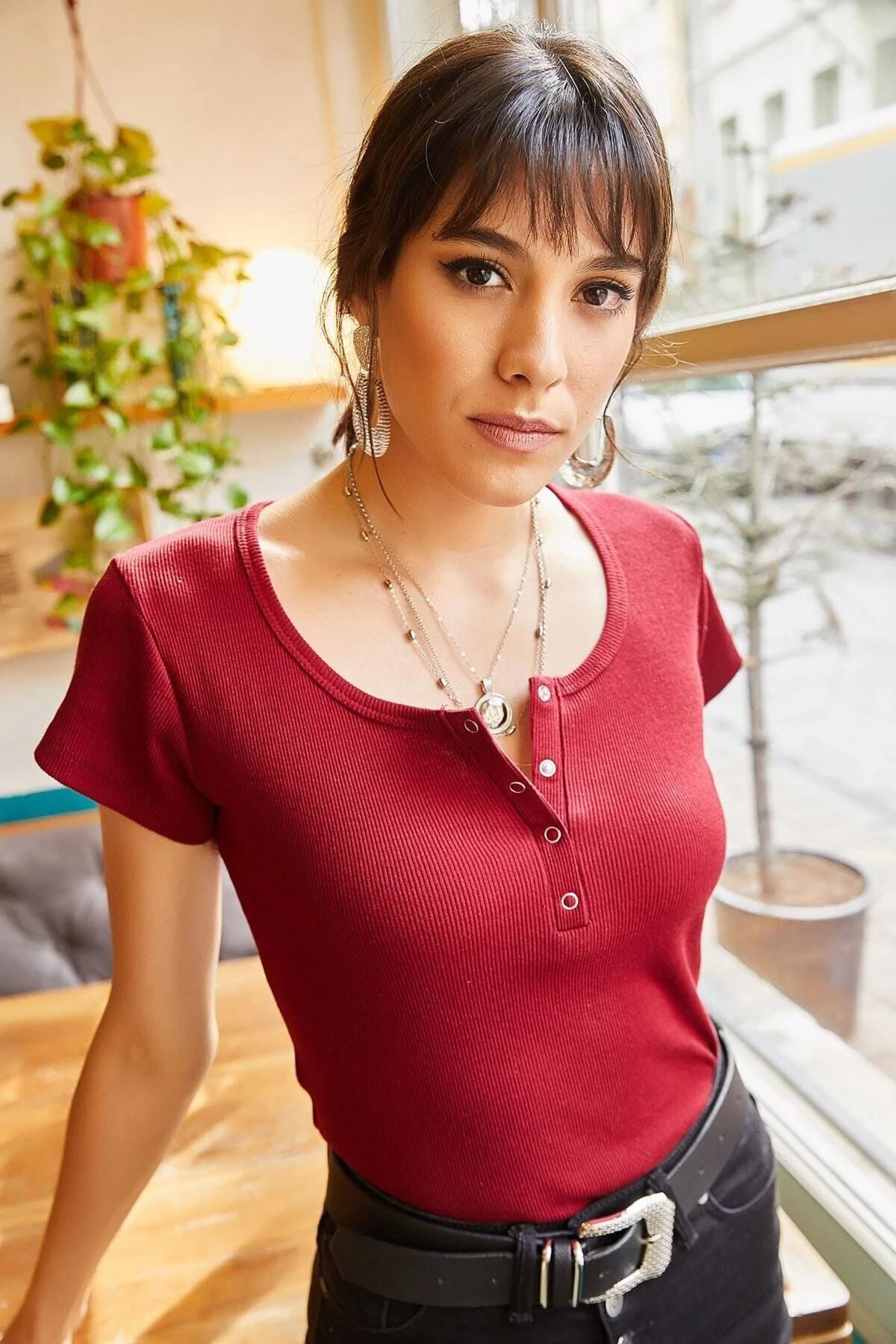Olalook  Damen Cherry Rotten Snap-On Camisole T-Shirt BLZ-19000171