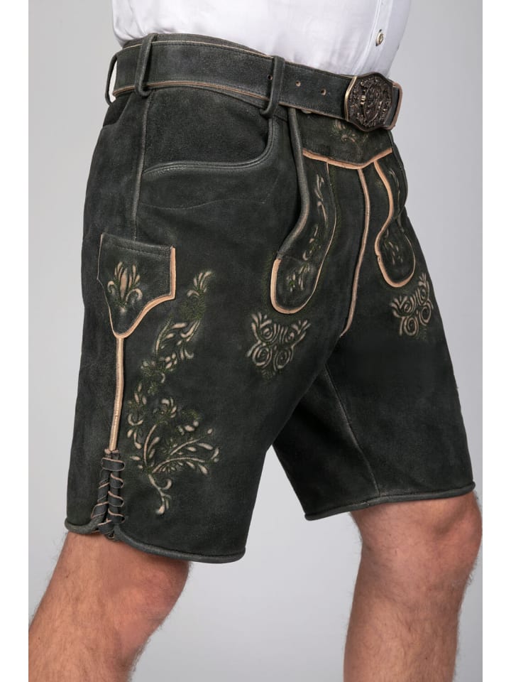 Edelnice Kurze Wildbock Lederhose Friedl in schwarz günstig kaufen