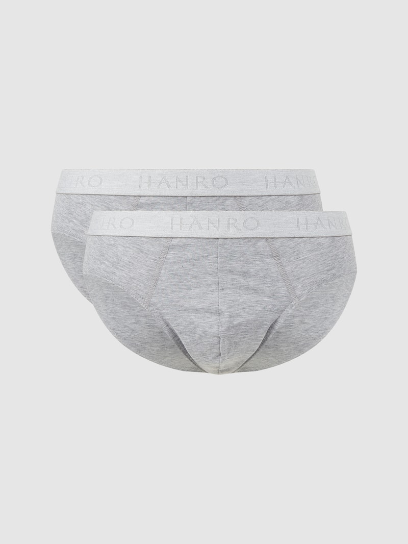 Slip mit Label-Details im 2er-Pack in mittelgrau meliert