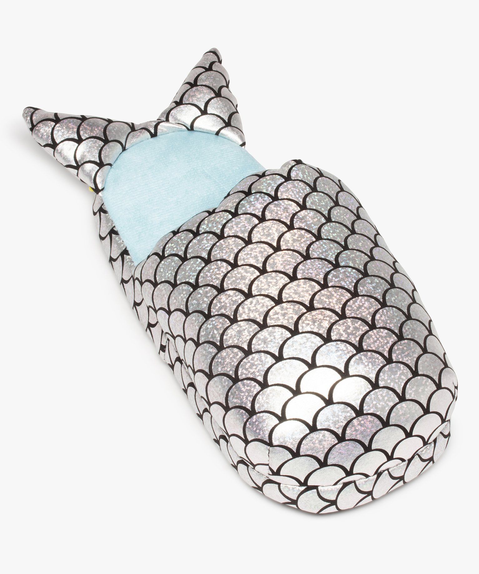 Chaussons femme mules rembourrées sirène argent | GEMO
