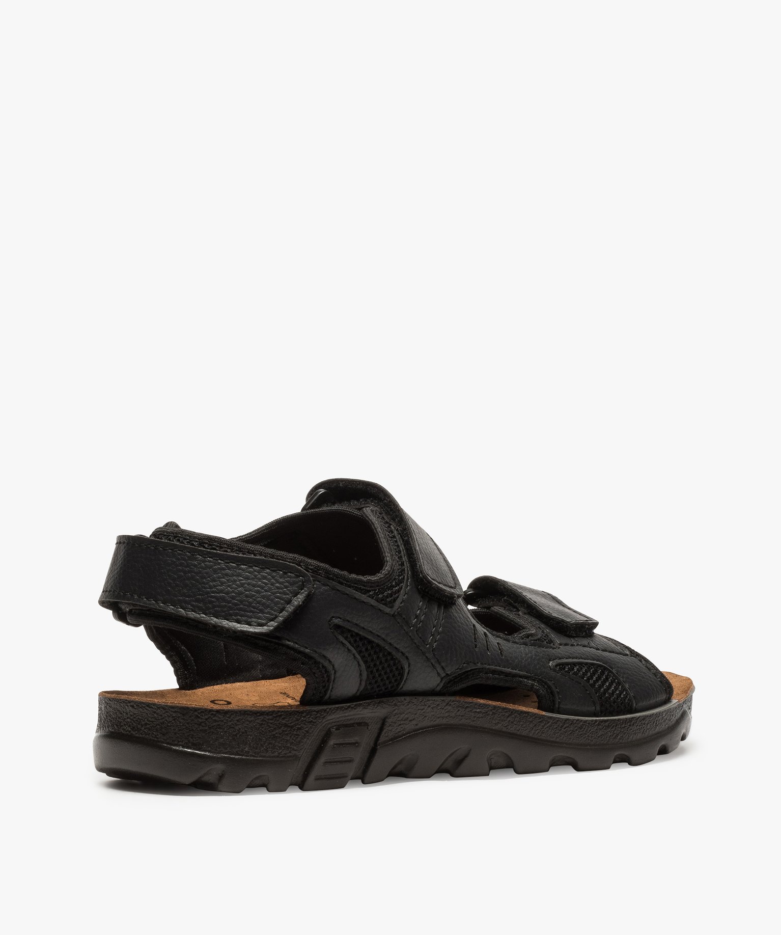 Sandales homme fermeture trois brides à scratch noir | GEMO