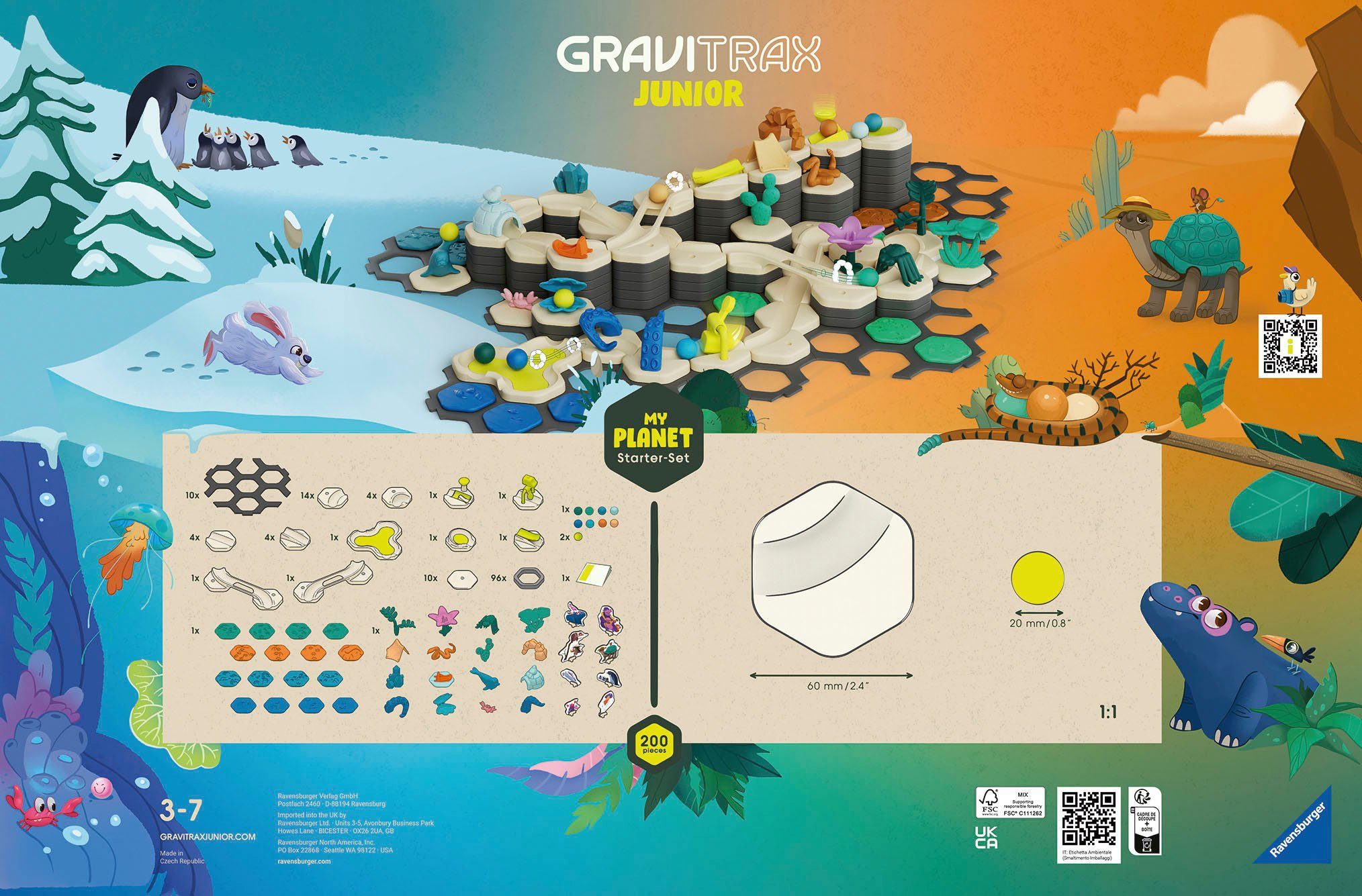 Ravensburger Kugelbahn-Bausatz GraviTrax Junior, Starter-Set XXL Planet, Made in Europe; FSC® - schützt Wald - weltweit