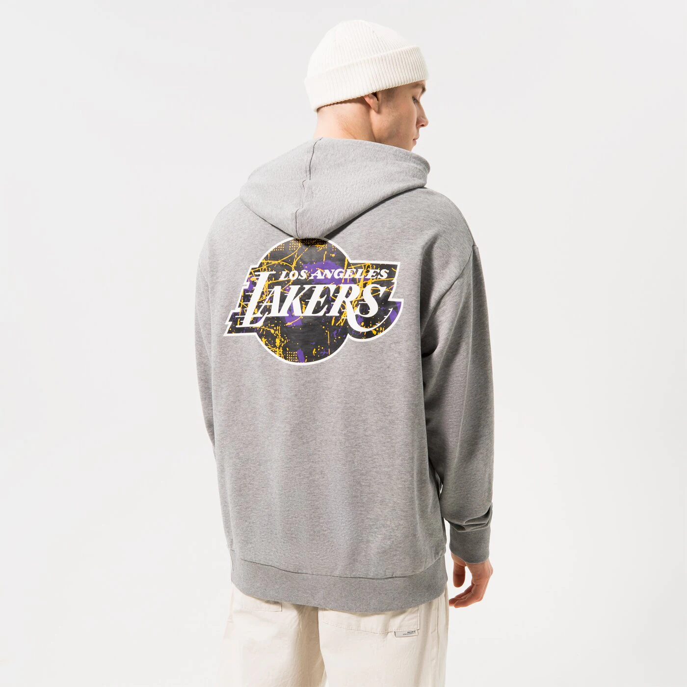 NEW ERA HOODIE INFILL TEAM LOGO LAKERS LOS ANGELES LAKERS Grau