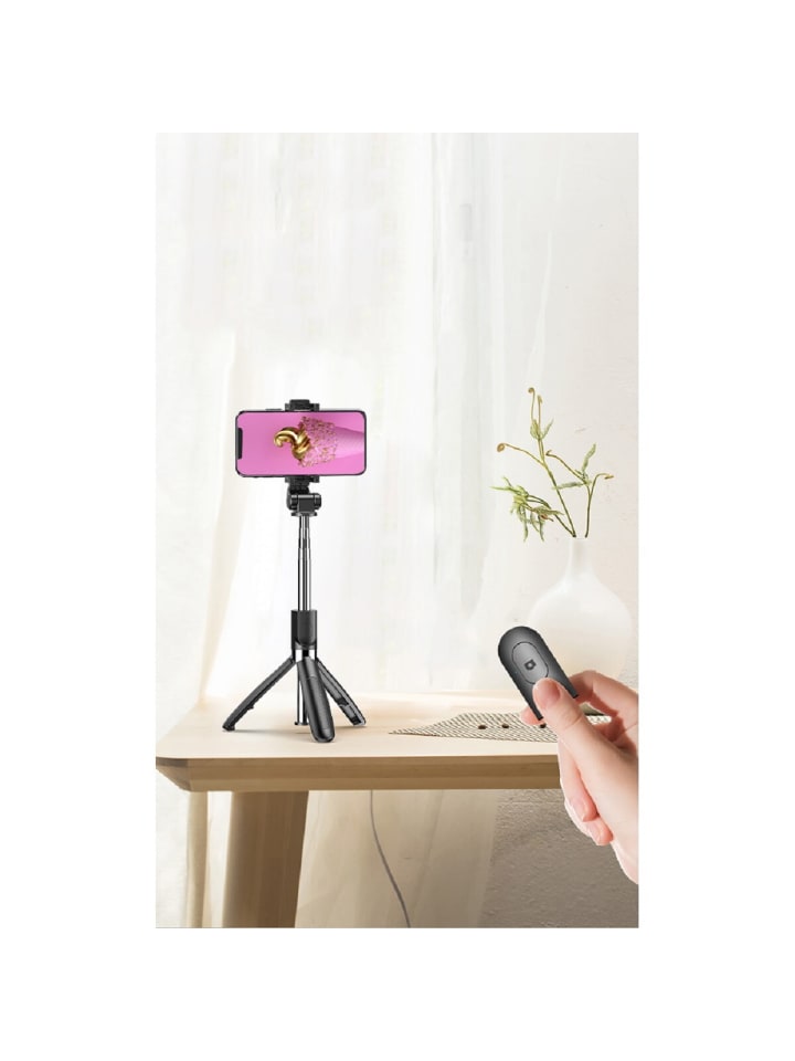 XO XO SS08 Selfie-Stick Handyhalterung und Bluetooth-Stativ 68cm Schwarz in Schwarz günstig kaufen onesize