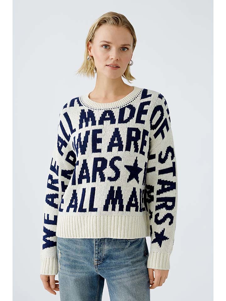 Oui Pullover in Creme/ Dunkelblau günstig kaufen