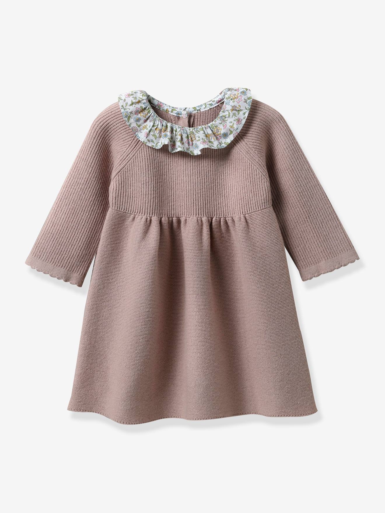 Robe en tricot bébé col en tricot Liberty® CYRILLUS rose