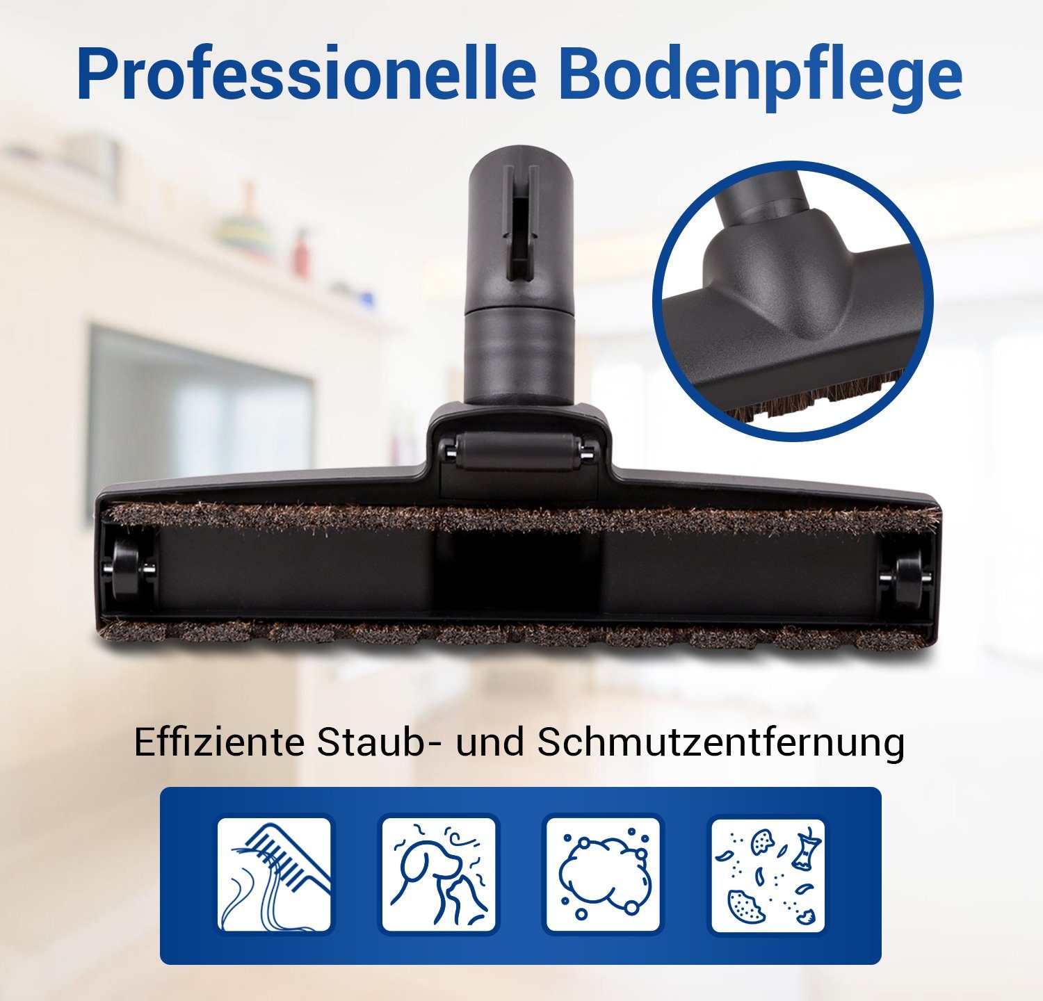 VIOKS Bodendüse Hartbodendüse Ersatz für Miele 7155710 SBB300-3, Zubehör für S141, S143, S144, S 100 - S 195, Classic C1, Compact C1 - C2, Complete C1 - C3, für 35mm Rohr-Ø Einrastsystem