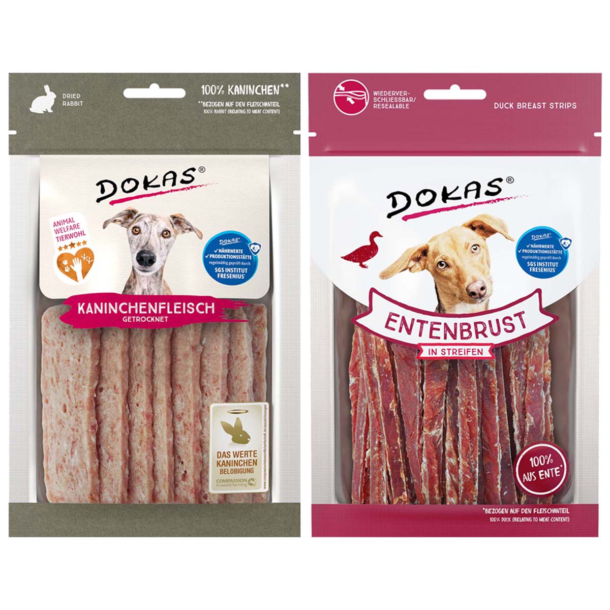 Dokas Snack Mixpaket Ente & Kaninchen 6x70g kaufen bei ZooRoyal