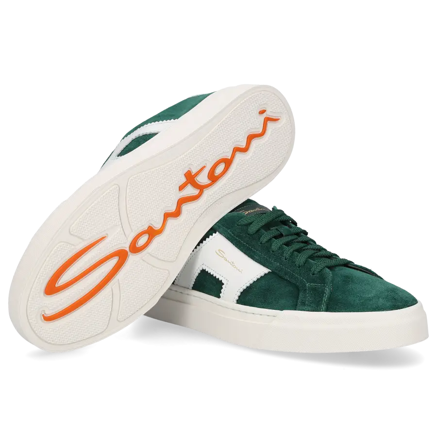 Santoni - Sneaker low DOUBLE BUCKLE Veloursleder - grün