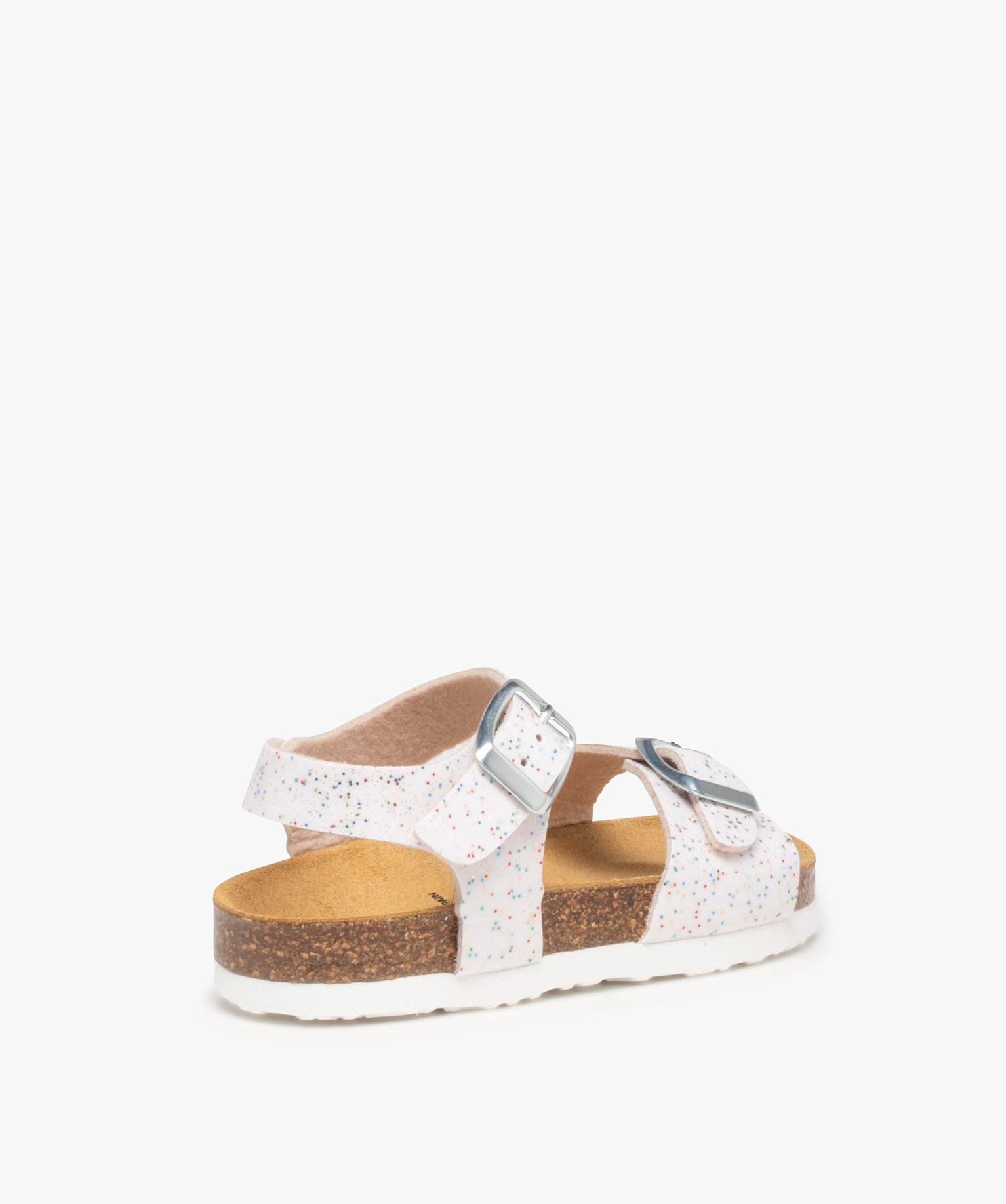 Sandales fille à brides à boucle fantaisie et semelle liège blanc | GEMO