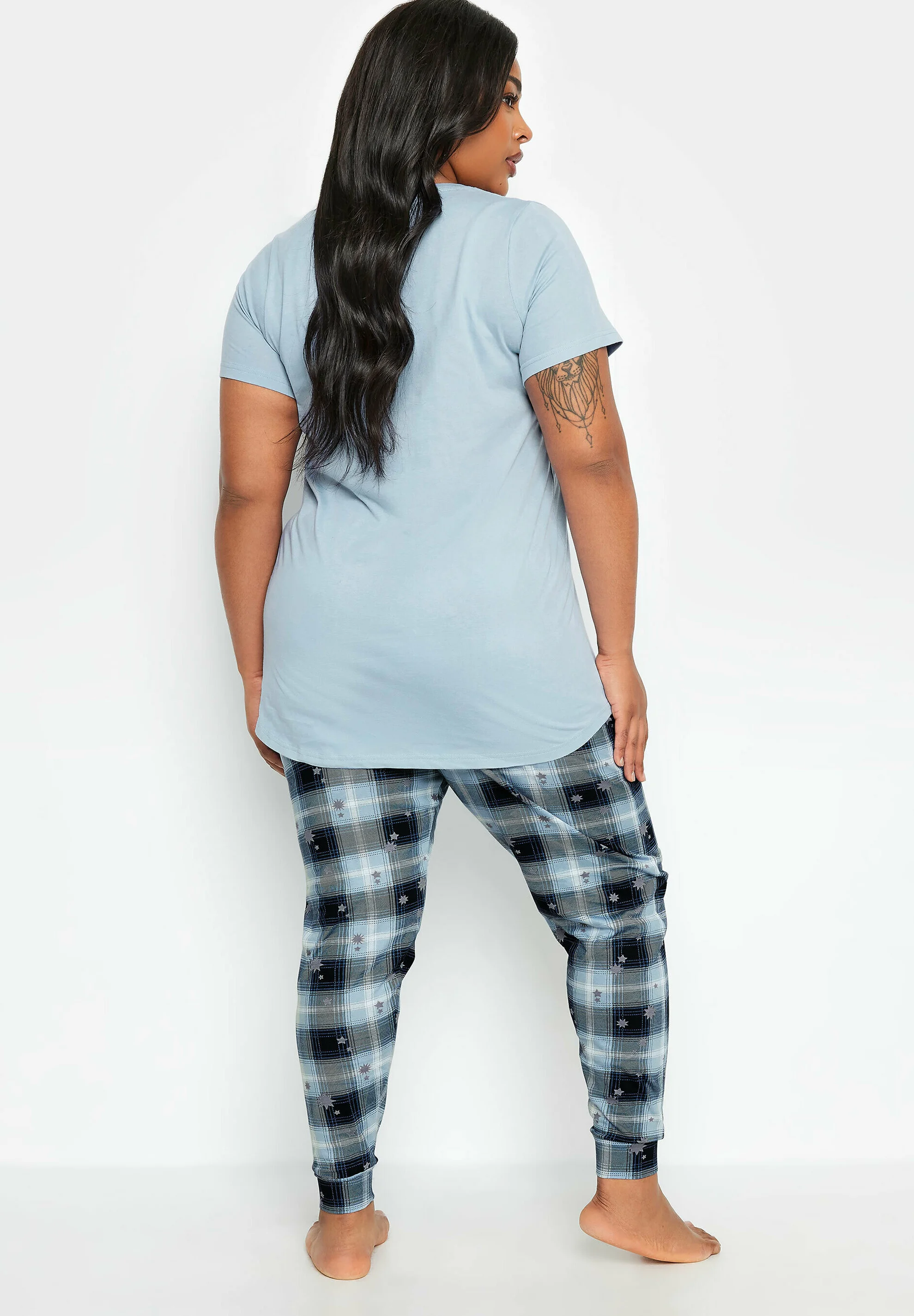 Conjunto de pijama de noche a cuadros con búho para dormir de Yours Clothing