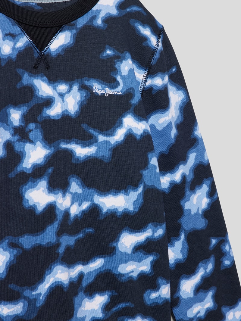 Sweatshirt mit Label-Stitching Modell 'TERRY' in marineblau