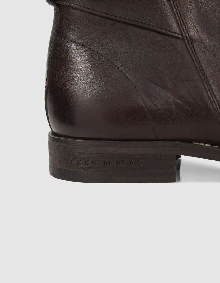Boots marron en cuir avec bride à boucle Homme