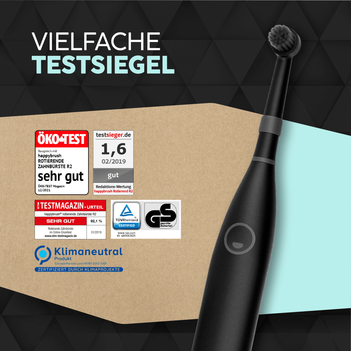 Elektrische Zahnbürste Eco R2 all Black, 1 St