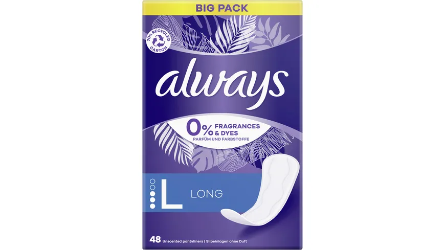 Always DAILY Slipeinlagen Protect Long 0% Duft- & Farbstoffe BigPack 48ST