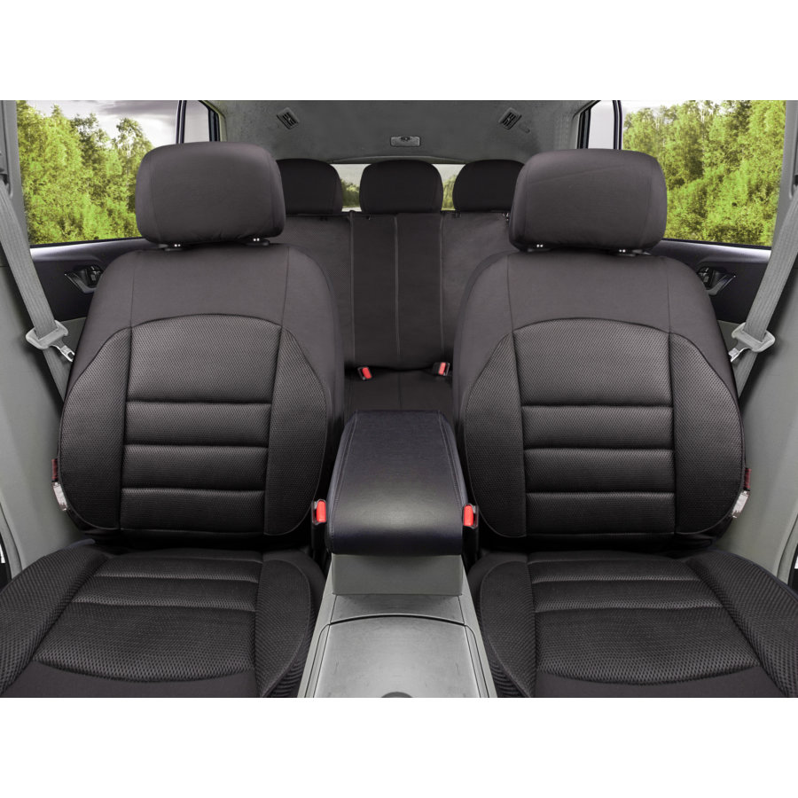 NORAUTO Sitzbezug-Komplettset 11-teilig für PKW´s, Design NEPTUNE schwarz, mit eingearbeiteten Sitz- und Rückenpolster - ATU