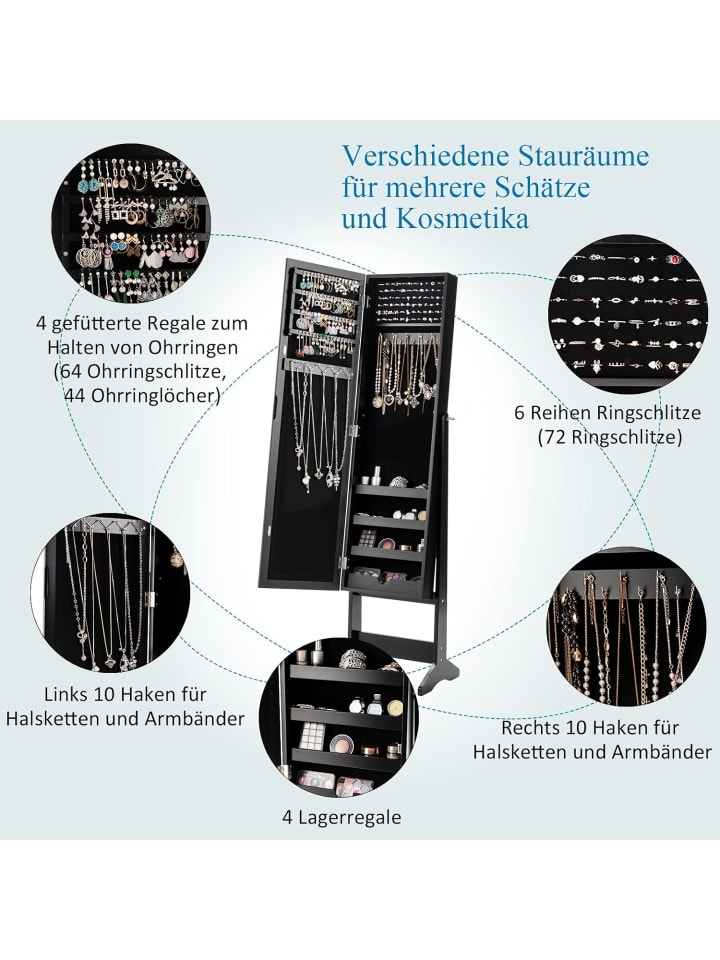 COSTWAY Schmuckschrank in Schwarz günstig kaufen onesize