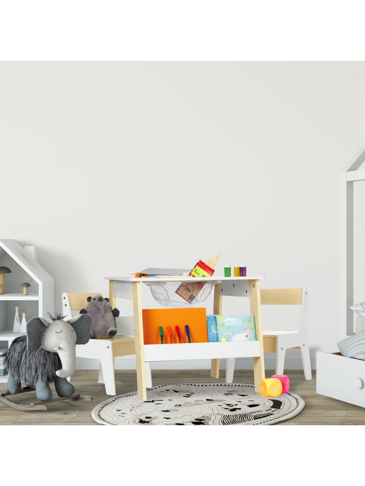 relaxdays 3-tlg. Kindersitzgruppe in Weiß/ Beige günstig kaufen onesize