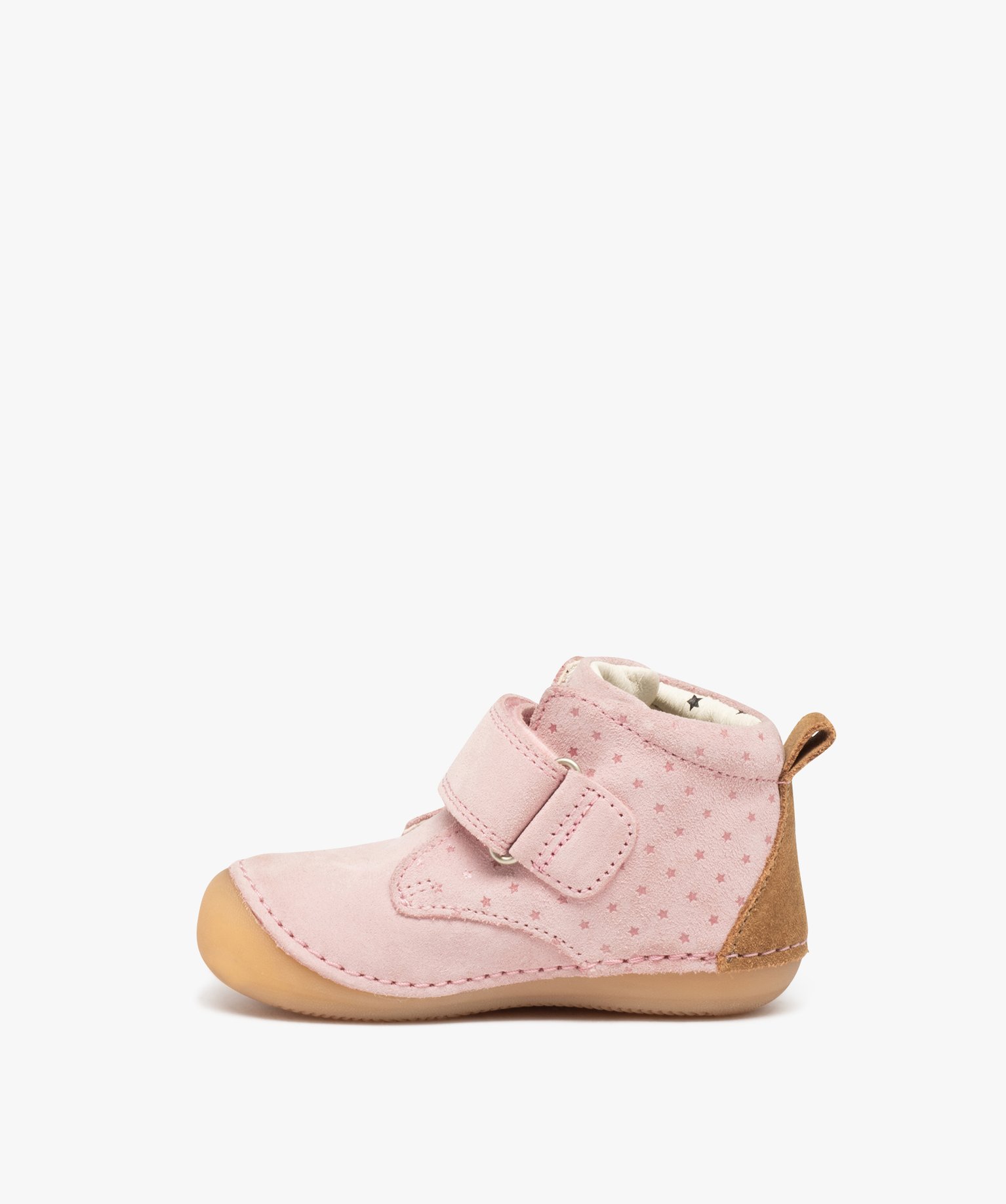 Chaussures premiers pas bébé fille bottillons en cuir sué... rose | GEMO