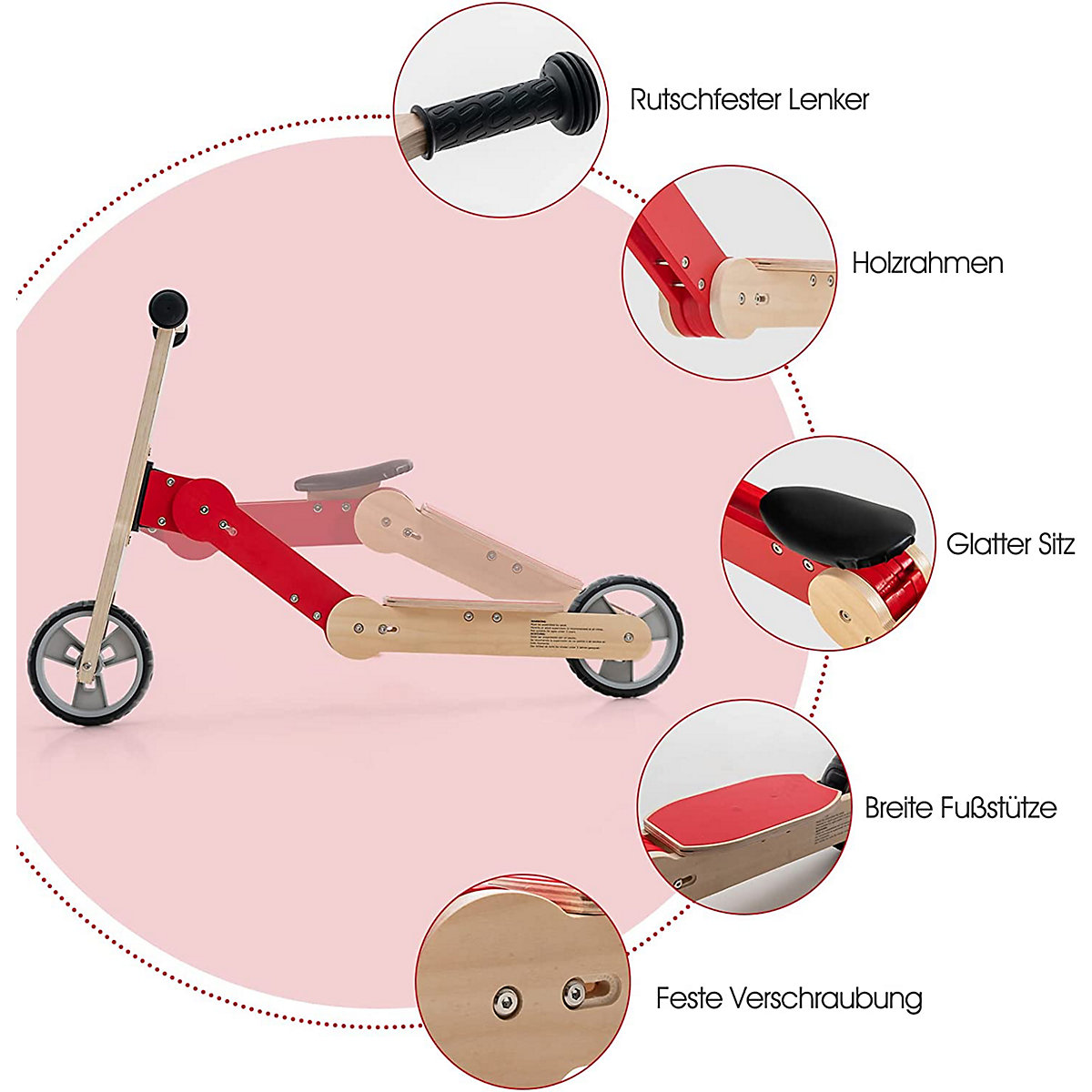 2 in 1 Laufrad & Roller mit abnehmbarem Sitz & Eva-Rädern