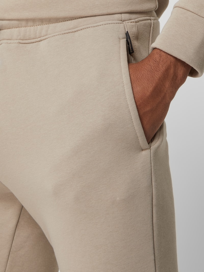 Sweathose mit Logo-Badge Modell 'Whale' in beige