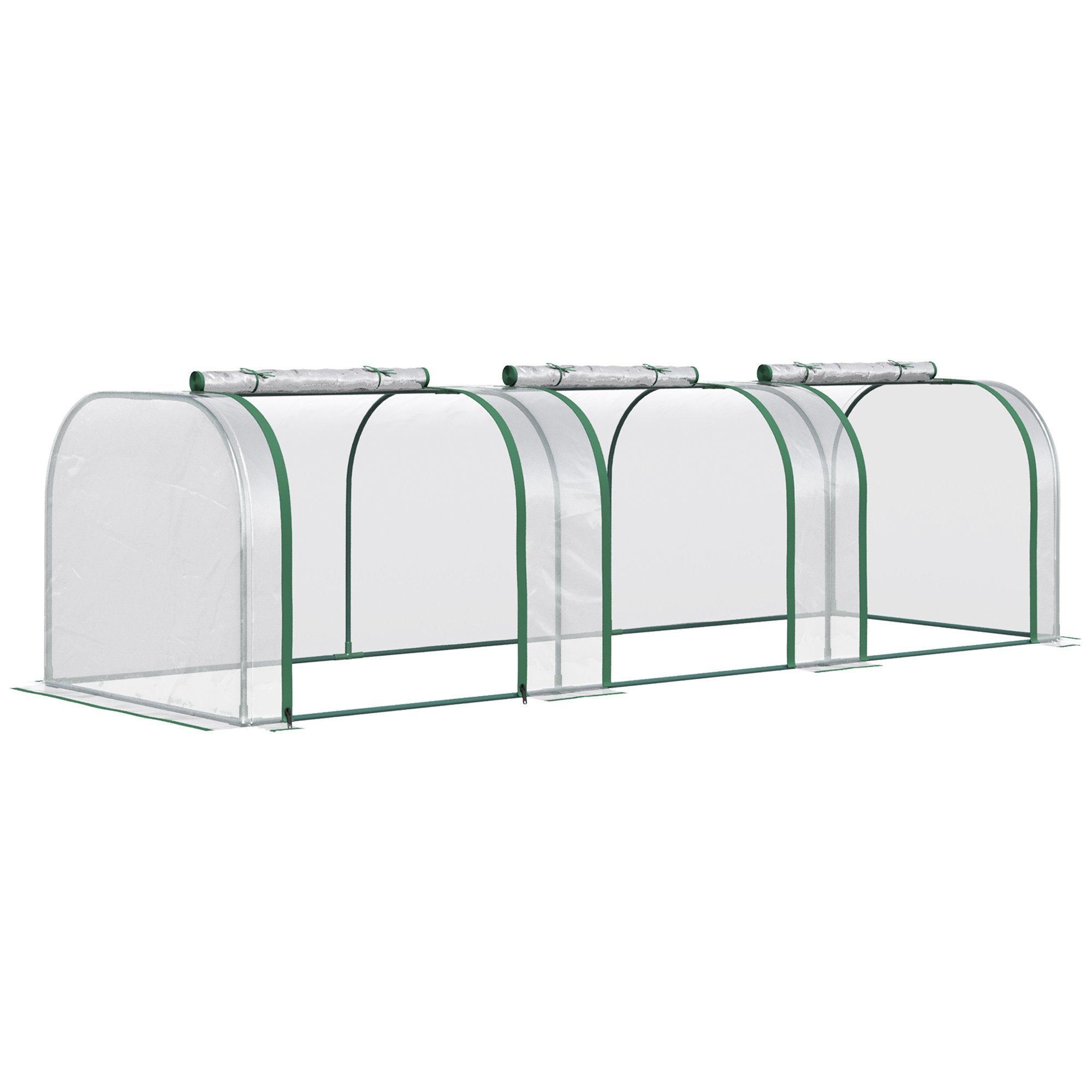 Outsunny Foliengewächshaus, BxTxH: 100 x 350 x 80 cm, 0 mm Wandstärke, Set, Gewächshaus, Treibhaus mit Tür
