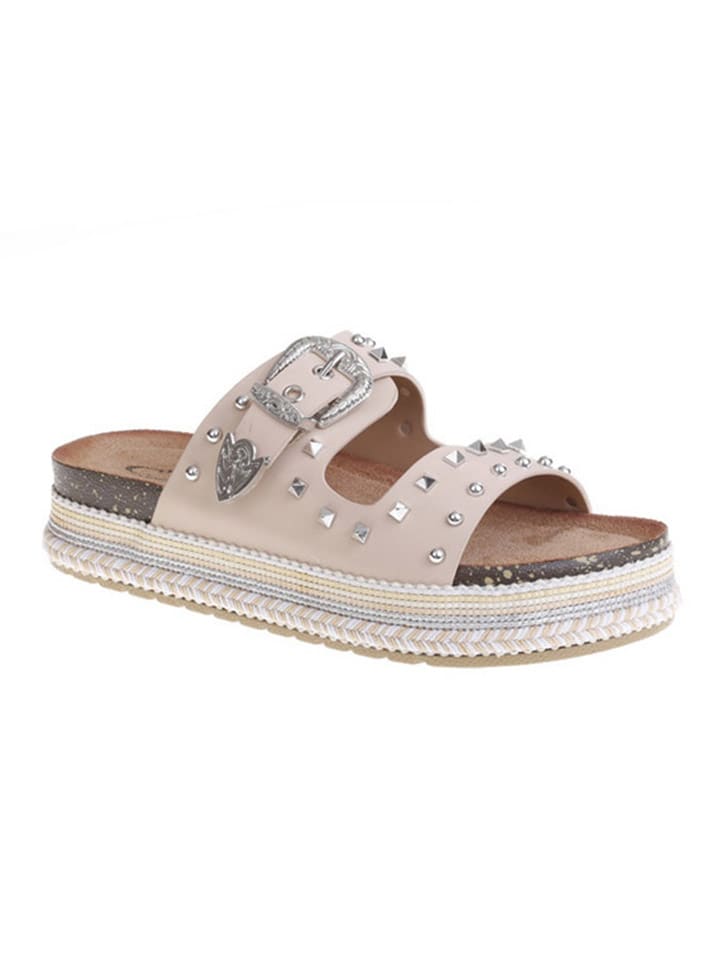 C'M Pantoletten in Creme günstig kaufen