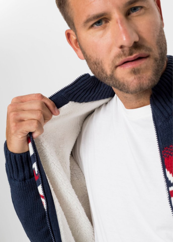 Norweger-Strickjacke mit Fleecefutter