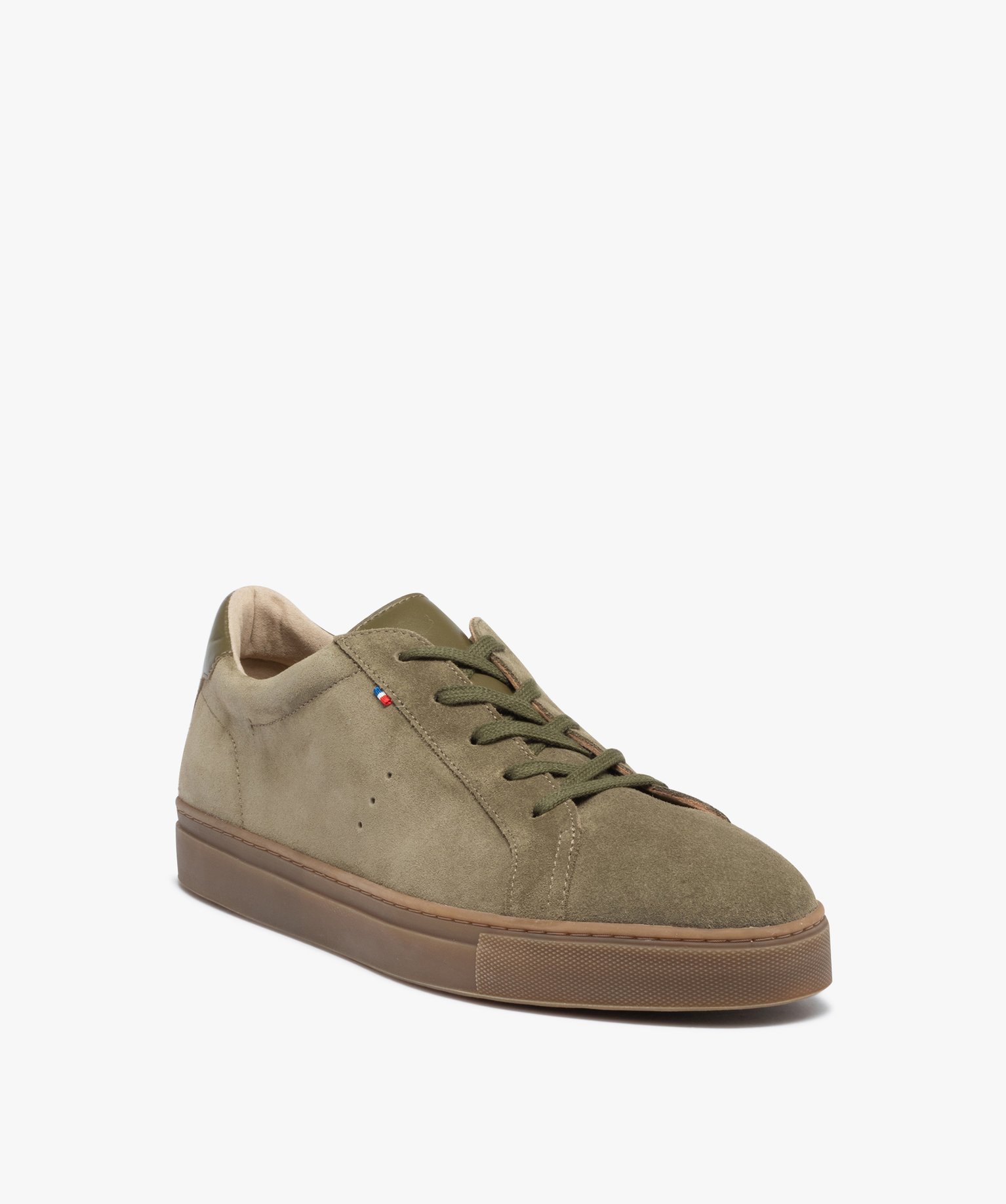 Baskets homme unies dessus et intérieur cuir – Tanéo kaki | GEMO
