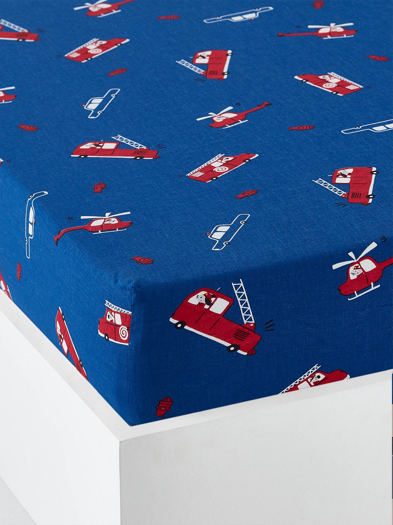 Drap-housse enfant PETIT POMPIER bleu