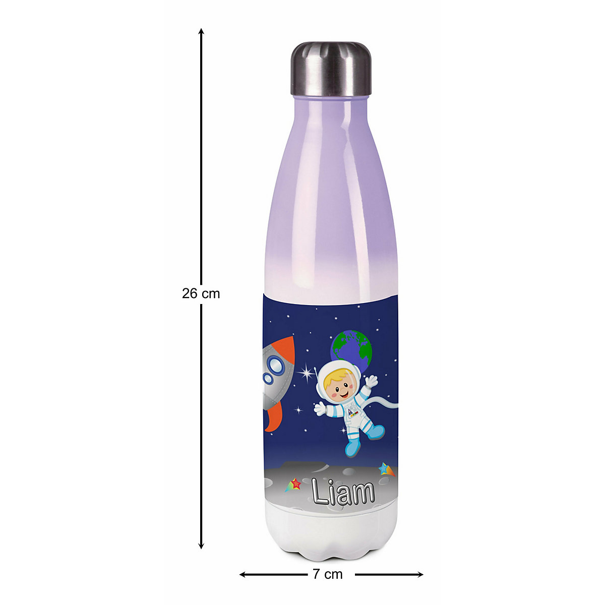 Edelstahl Kinder Thermoflasche / Trinkflasche bunt Weltall Spülmaschinenfest, Auslaufsicher, Bruchfest, Doppelwandig, Für Heißgetränke geeignet, Mit Deckel, Isoliert
