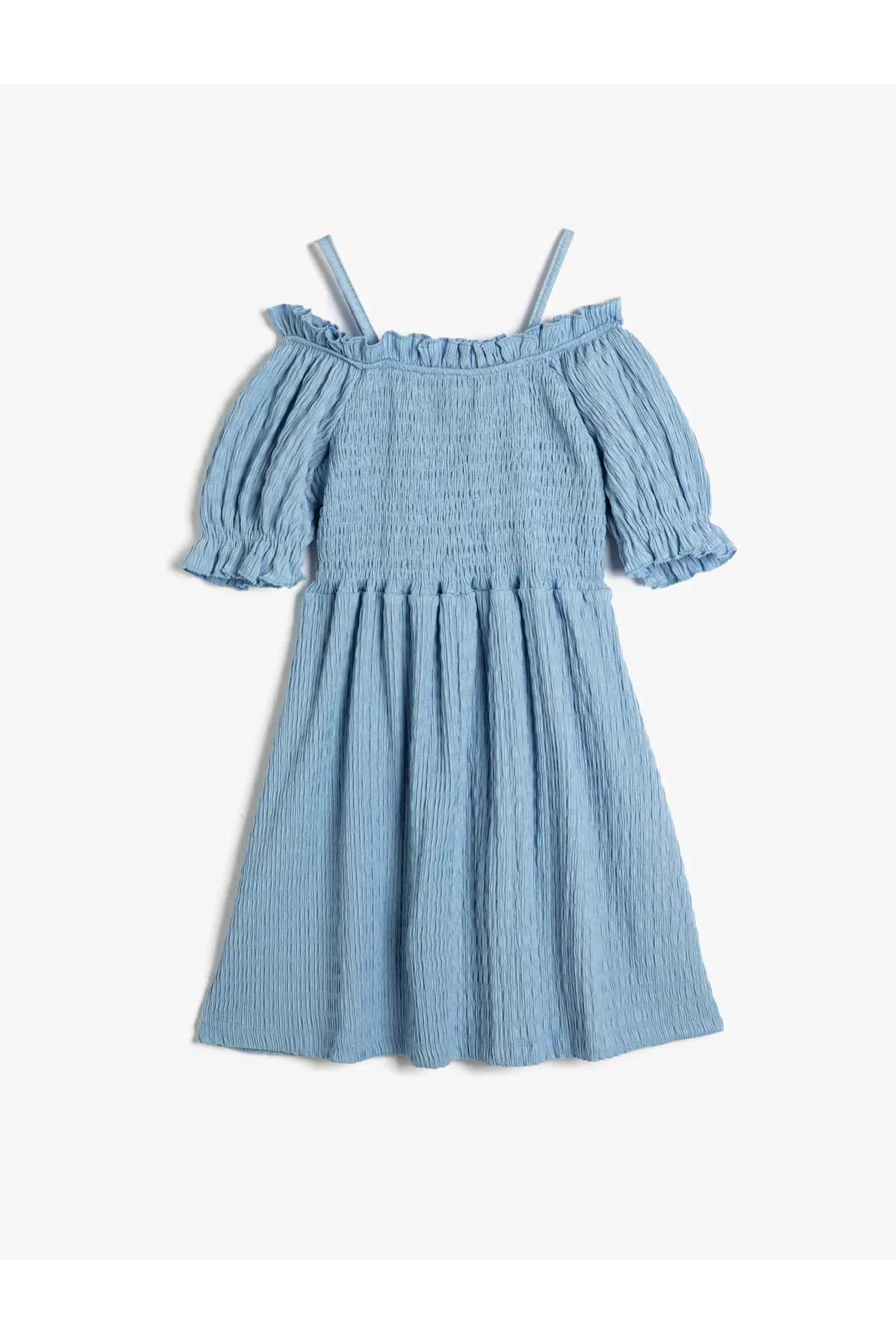 Koton  Midikleid, schulterfrei, kurze Ärmel, strukturiert