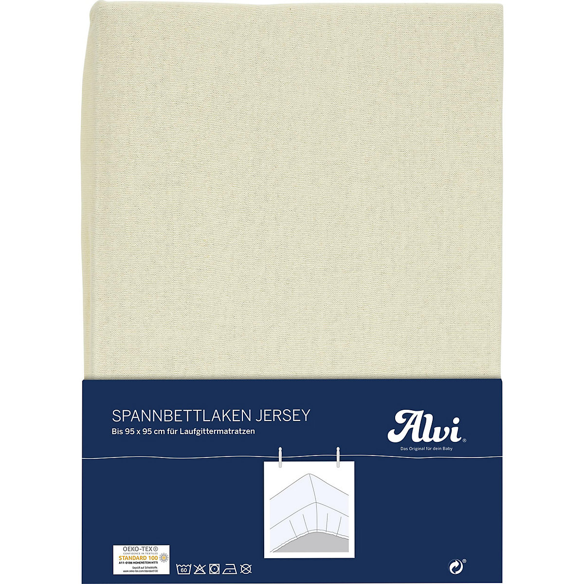 Spannbettlaken, Jersey, beige, 95 x 95 cm