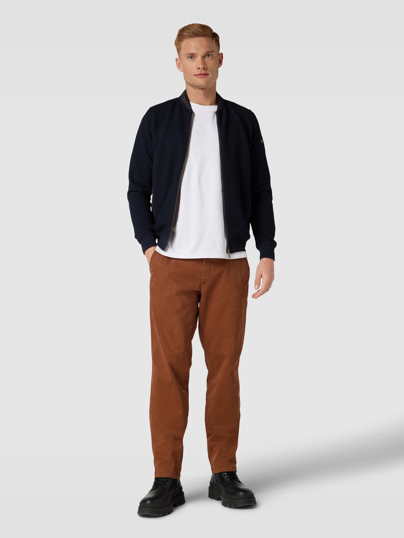 Sweatjacke mit Strukturmuster in marineblau