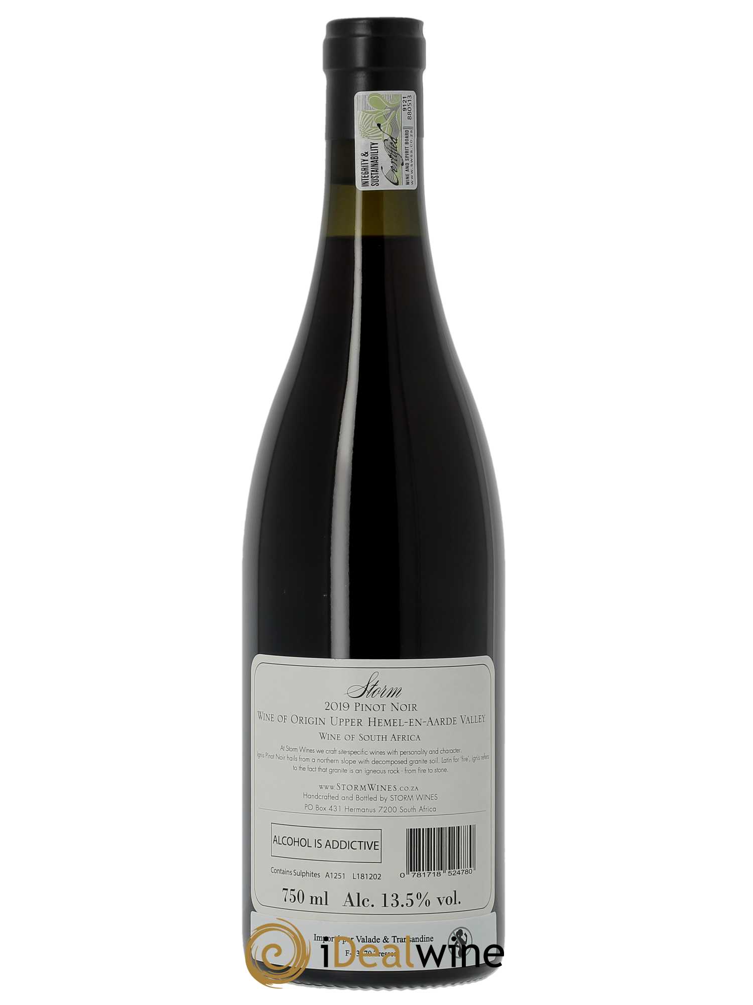 Hemel en Haarde Storm Wines Ignis Pinot Noir  2019 - Lot de 1 Bouteille