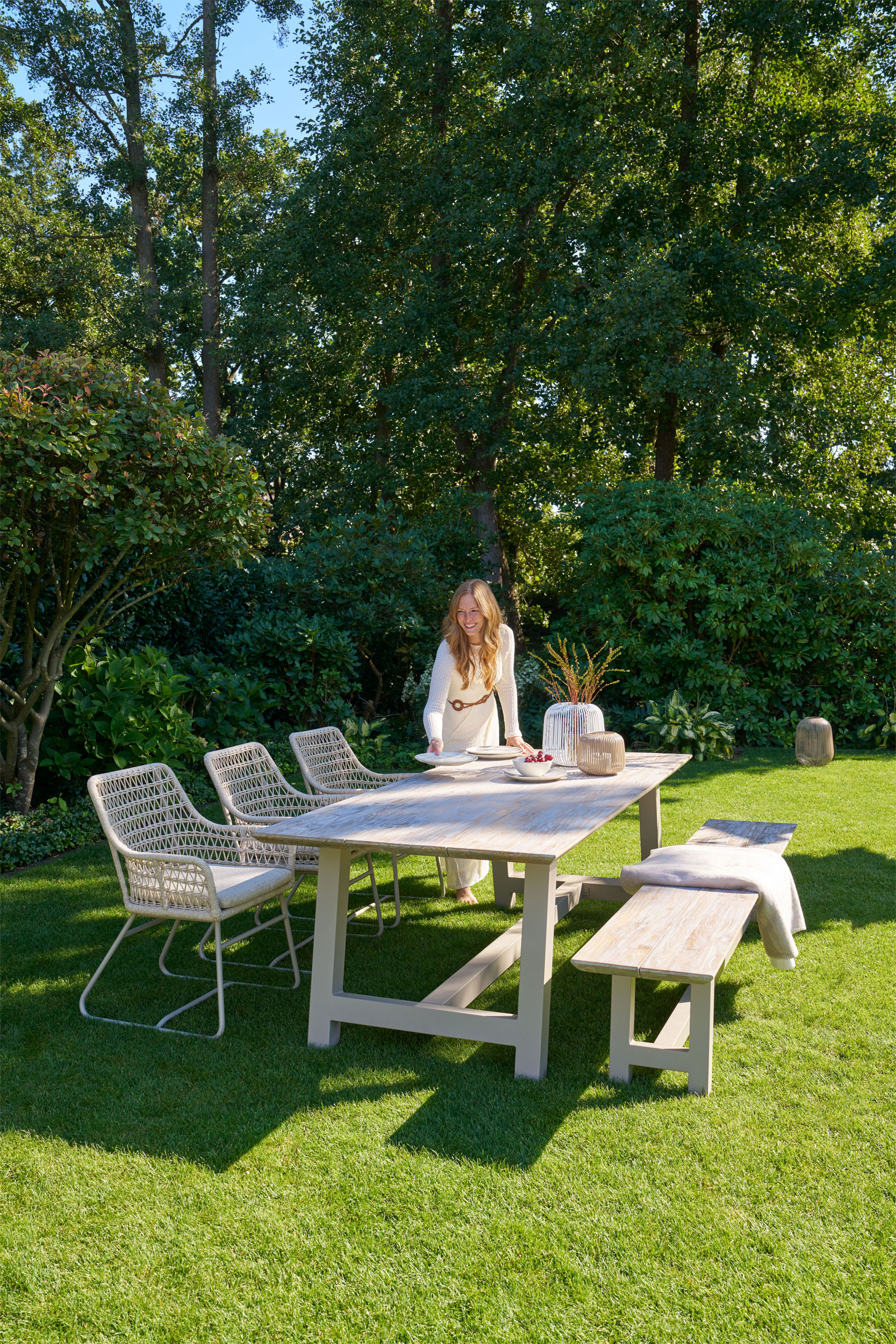 OUTDOORGartentisch Teak Weiss