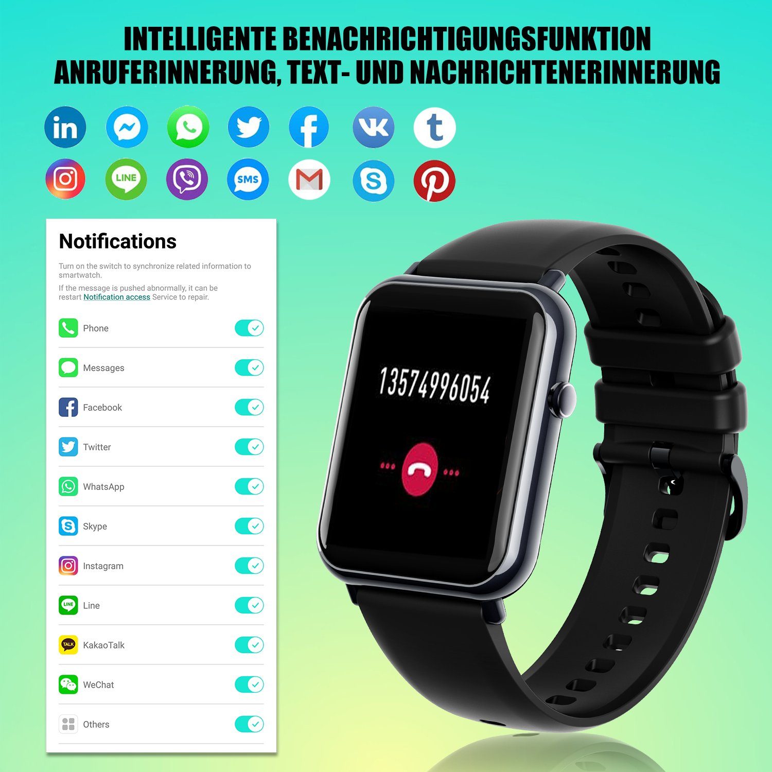 Mutoy Smartwatch, Fitness Tracker Uhr für Damen Herren Smartwatch (1,69