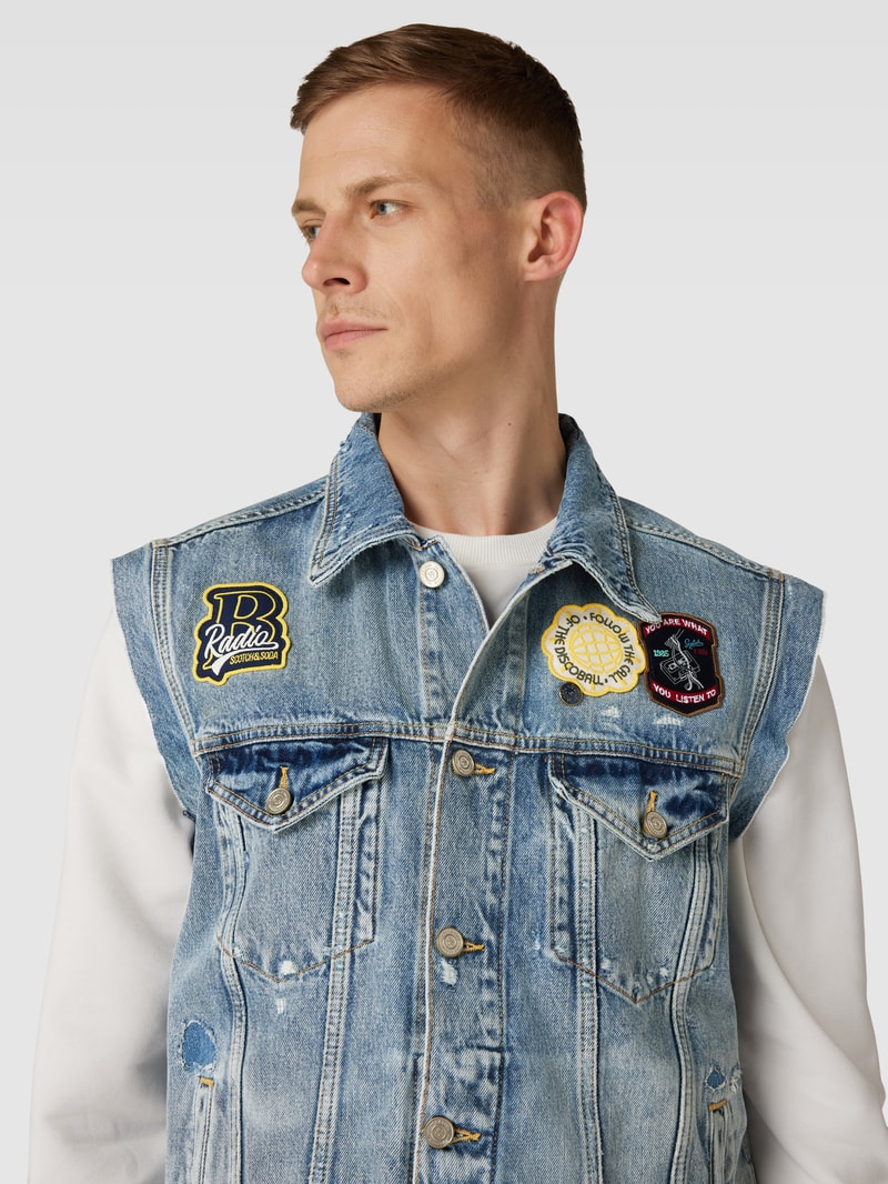 Jeansweste mit Umlegekragen Modell 'Cut off' in jeans