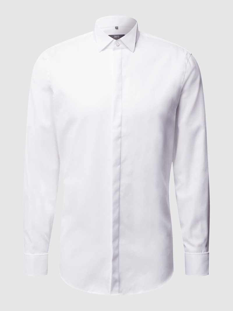 Slim Fit Smoking-Hemd aus Twill in weiß
