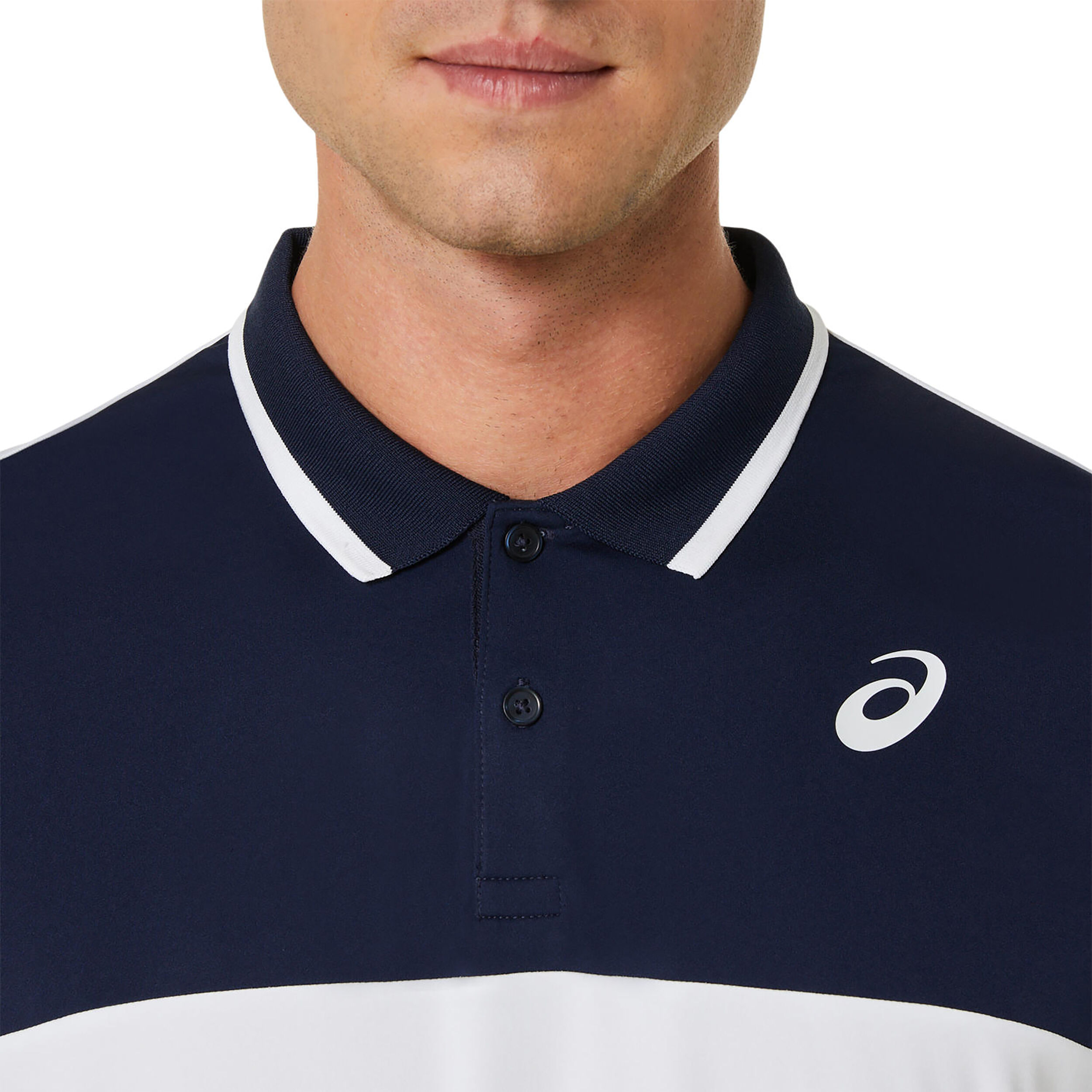 Court Polo Herren - Weiß, Dunkelblau