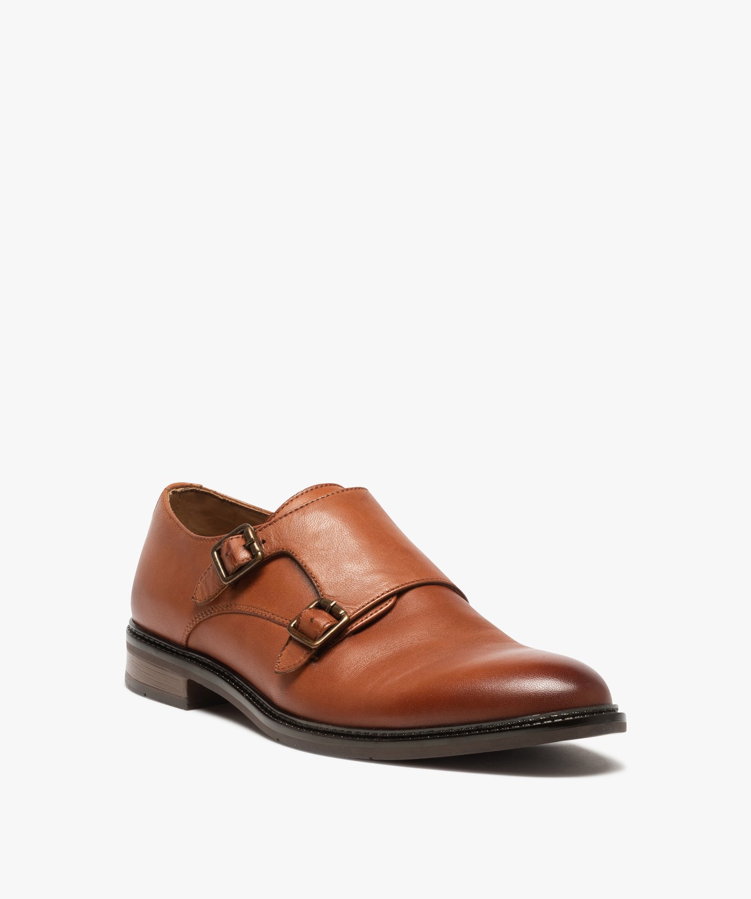 Derbies homme dessus cuir uni fermeture boucle - Tanéo camel | GEMO