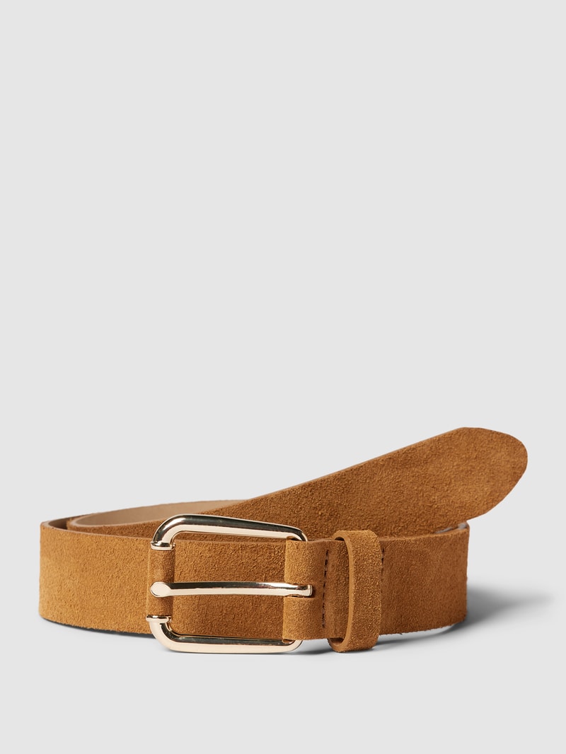 Gürtel aus Leder mit Dornschließe Modell 'Velours' in cognac