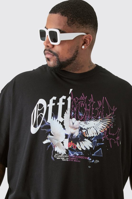 Plus gespleißtes Oversize T-Shirt in Schwarz