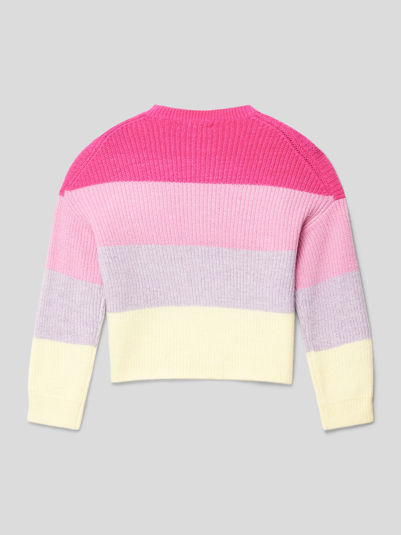 Strickpullover mit Blockstreifen Modell 'ANDY' in fuchsia